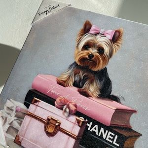 Glitter Pink Luxury Yorkie Cute Designer Wall Art